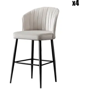 Homitis - 4 Tabourets de bar Rubi crème - 52x97x42 cm T.U pas cher