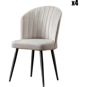 MENZZO Lot de 4 chaises Iria Velours Blanc crème et Métal NoirVendu parkaufland