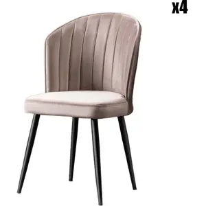 MENZZO Lot de 4 chaises Iria Velours Cappuccino et Métal NoirVendu parkaufland