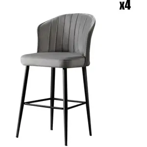 Wooden Art - 4 Tabourets de bar Rubi grises - 52x97x42 cm T.U pas cher
