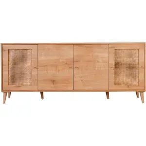Comparateur de prix : MENZZO Buffet bas 4 portes avec cannage Lodim L180cm Chêne clair