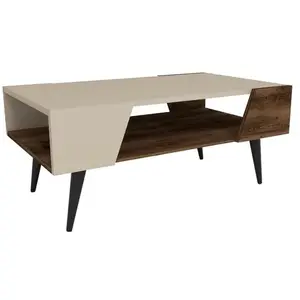 MENZZO Table basse Niraj 90x53,6cm Bois foncé et Noir pas cher