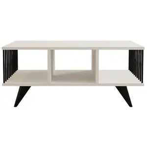 MENZZO Table basse Rodas 90x60cm Blanc et Noir pas cher