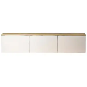 Comparateur de prix : HANNAH HOME Homitis - Meuble TV Neon blanc/chêne - 160x35x32 cm T.U