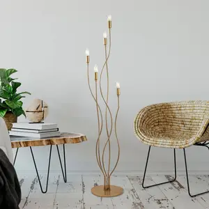 Opviq Lampadaire Bonibon 13237 doré métal hauteur 160 cm à 5 lampes. pas cher