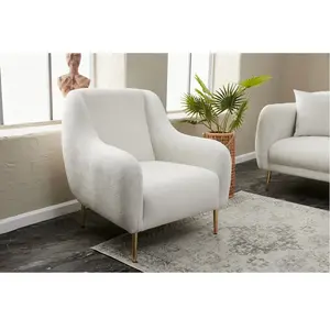 Fauteuil - MENZZO - Juanita - Bois massif - Tissu Blanc crème - Élégance ChicVendu parkaufland