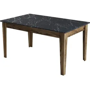 Comparateur de prix : MENZZO Table de salle à manger avec rangement Fiorita 145cm Bois et Noir effet marbre