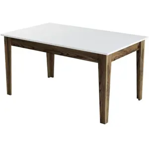 Comparateur de prix : MENZZO Table de salle à manger avec rangement Fiorita 145cm Bois et Blanc