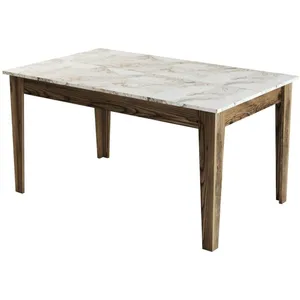 Comparateur de prix : MENZZO Table de salle à manger avec rangement Fiorita 145cm Bois et Blanc Effet marbre
