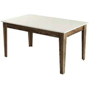 Comparateur de prix : MENZZO Table de salle à manger avec rangement Fiorita 145cm Bois et Blanc crème