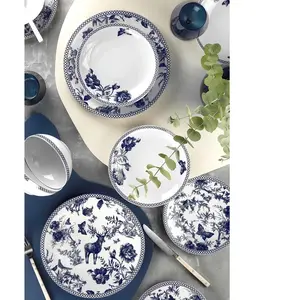 Mioli - Service de table en porcelaine bleu/blanc - 24 Pièces OS