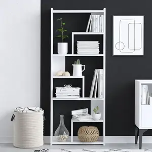 Wooden Art - Bibliothèque prins blanche - 60x150x15 cm T.U pas cher