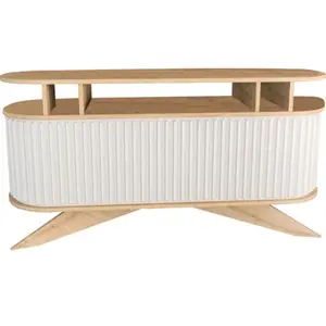 Comparateur de prix : MENZZO Console avec portes coulissantes Jayson L150xH75cm Chêne clair et Blanc