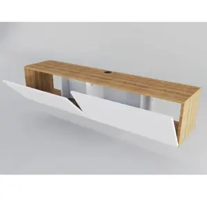 Meuble TV suspendu 2 portes battantes Doky 160cm-Couleur Marron Foncé pas cher