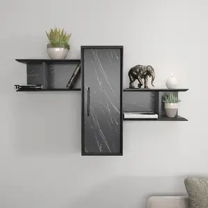 MENZZO Étagère murale décoratif Dentar L118,6xH75,6cm Effet marbre Noir