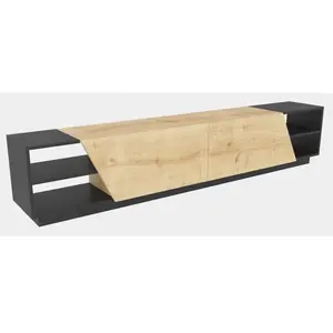 MENZZO Meuble TV modernes Herold L240cm Chêne clair et Anthracite TU pas cher