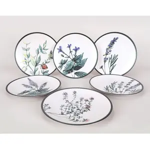 MIOLI - Assiette en céramique Green garden (Lot de 6) Assiettes plates 25 cm