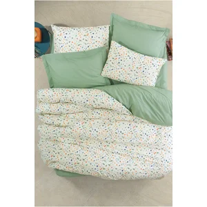 Parure De Lit 3 Pièces En Coton Avec Motif Feuilles Alianor - Bleu Et Dore 240 X 220 Cm