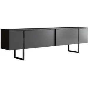 CALICOSY Hanah Home - Meuble TV en aggloméré et métal Luxe anthracite + noir
