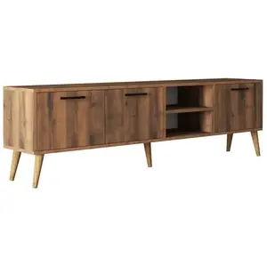 HANNAH HOME Cotecosy - Meuble tv 3 portes Elena L180cm Bois foncé pas cher