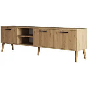 Comparateur de prix : Calicosy - Meuble TV 2 niches 3 portes L180 cm - Exxen - Chêne TU