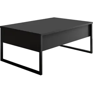MENZZO Table basse Sibylle 60x90cm Métal Noir et Bois Anthracite pas cher