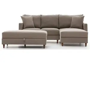 ATELIER DEL SOFA Canapé d'angle à droite convertible avec pouf-coffre evania tissu taupe Evania pas cher