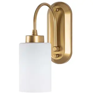 MENZZO Applique murale 1 lampe style vintage Cary Métal Or et Verre ambre Blanc pas cher