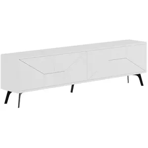 Comparateur de prix : CALICOSY Meuble TV 4 portes  - L180 cm - 180 cm X 29,6 cm X 50 cm - DUNE - Blanc