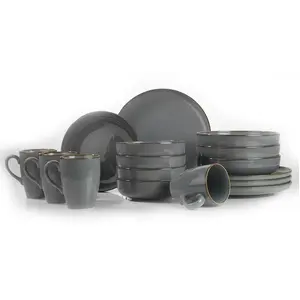 MIOLI Service de table 16 pièces Ammoly 100% Porcelaine tacheté Gris liseré Or TUVendu parkaufland