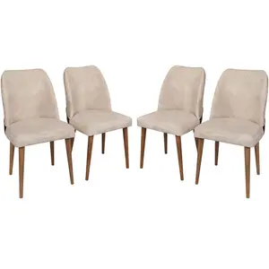 Chaises en velours et métal Nova (Lot de 4)