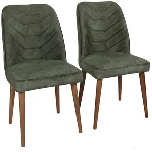 MENZZO Lot de 2 chaises Conla Velours Vert foncé pas cher