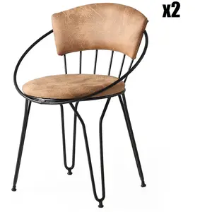 Hanah Home Wooden Art - 2 chaises istanbul 965 noir/beige - 60x76.5x50 cm T.U pas cher