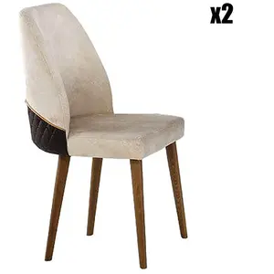 Wooden Art - 2 Chaises Nova 761 crème/noyer - 50x90x49 cm T.U