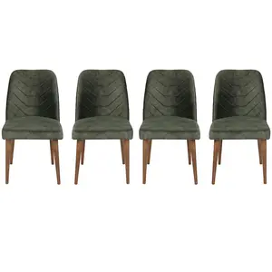 Comparateur de prix : MENZZO Lot de 4 chaises Conla Velours Vert foncé