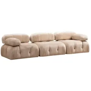 MENZZO Canapé modulable 3 places Nourhane Tissu Beige pas cher