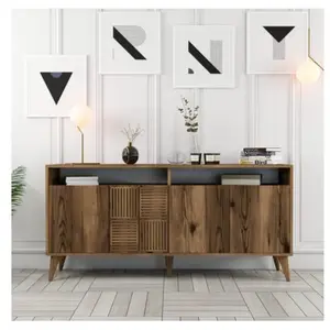 MENZZO Buffet bas 4 portes et 2 tiroirs Kaltes L160cm Bois Naturel pas cher