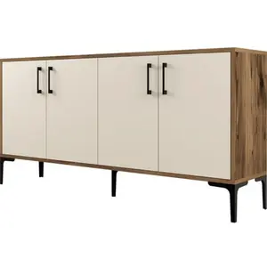 MENZZO Emob - Console Woody Fashion | Crème de noyer | Largeur 160cm | Pieds en métal pas cher