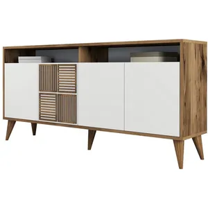 Comparateur de prix : MENZZO Buffet en bois noyer et blanc 4 portes roma 160cm 845HCT5330