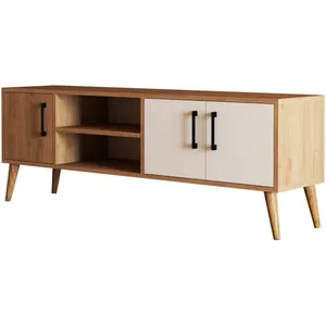 Wooden Art - Meuble TV Exxen chêne/blanc - 150x52x34 cm T.U pas cher
