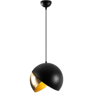 Opviq Cotecosy - Suspension boule ouverte Cupola Métal Noir et Or antiqueVendu parluminaire
