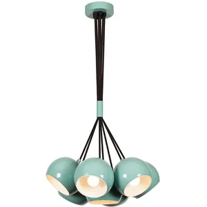 Opviq Suspension Sivani MR-629, turquoise, métal 7 lampes en faisceau pas cher