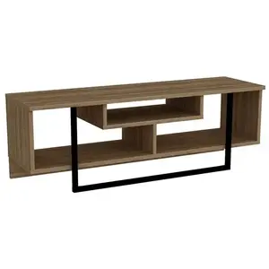 MENZZO Meuble TV Nikolai L120cm Bois clair et Noir TU pas cher