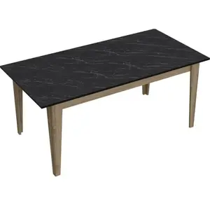 BOBOCHIC Menzzo Table à Manger Quiver 180cm Bois Naturel et Noir Effet marbre pas cher