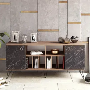 BOBOCHIC Esprit Living - Buffet Lorenz noyer noir - 180x44.8x78.6 cm OS pas cher