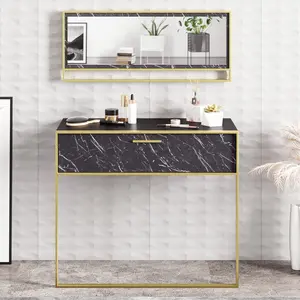 Buffet bas BOBOCHIC LESTINA - Or / Noir - Pieds métal pas cher
