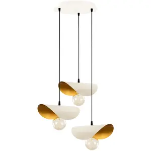Comparateur de prix : VENTE-UNIQUE Suspension 3 lampes escalier Tools 30cm Métal Blanc et Or TU