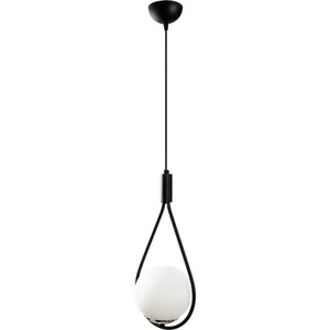 Opviq Cotecosy - Suspension boucle 1 lampe globe Zenon Verre Blanc et Métal NoirVendu parluminaire