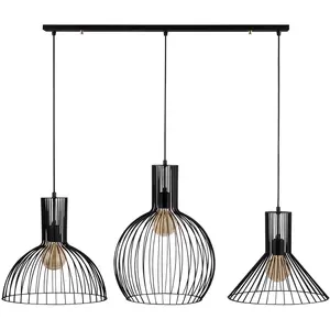 Comparateur de prix : Opviq Suspension Fellini MR-768, noir, fer, 3 lampes linear