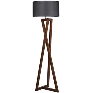 SPLENDOUR LIGHTING Opviq - Lampadaire Macka noir/noyer - D.45x166 cm T.U pas cher